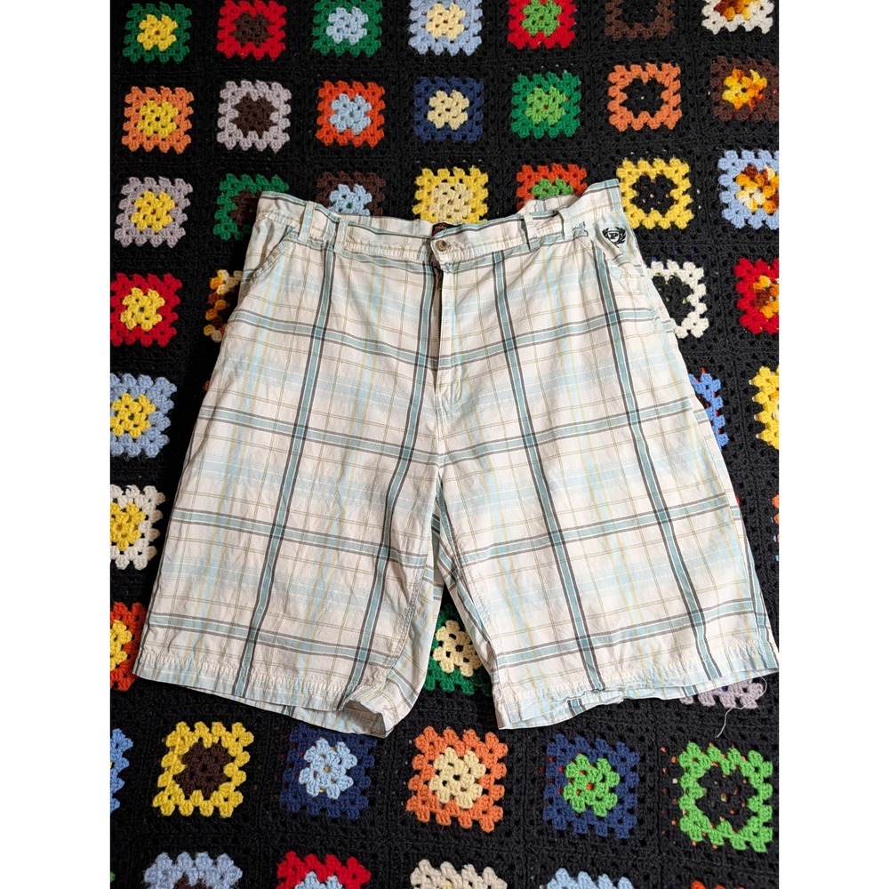 Vintage Phat Farm Casual Plaid Shorts Work Walking Men Size 40 Y2K Hip Hop Baggy
